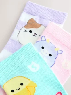 Pourpre/Aqua - Lot de 3 paires de chaussettes Squishmallows en coton majoritaire