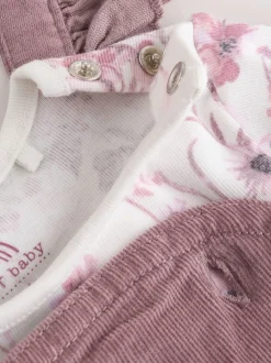 Pourpre/blanc - Ensemble 3 pièces en velours côtelé pour bébé, barboteuse, body à manches longues et collants (0mois-2ans)