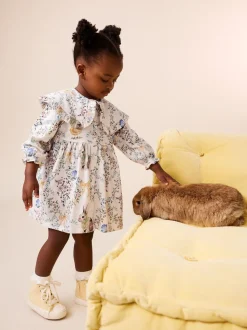 Pâques crème - Robe à col (3mois-7ans)