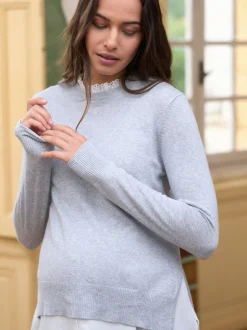 Pull chemise et pull de maternité/d'allaitement Seraphine en coton mélangé