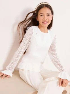 Pull Lipsy Knit Peplum Dentelle Occasion Pull (5-16ans)
