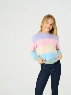 Pull Only Kids violet en maille rayé