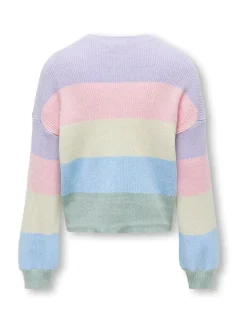 Pull Only Kids violet en maille rayé