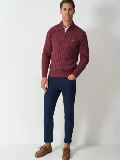 Pull semi-zippé en câble Crew Clothing Oarsman