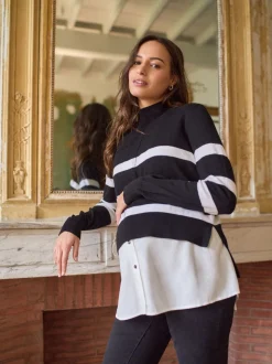 Pulls et Chemises de Grossesse et d'Allaitement Seraphine en laine et Coton mélangés