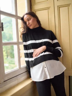 Pulls et Chemises de Grossesse et d'Allaitement Seraphine en laine et Coton mélangés