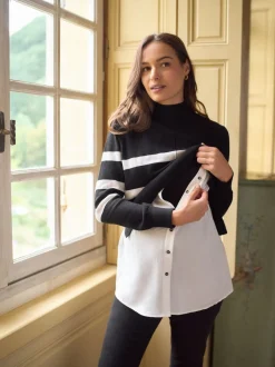 Pulls et Chemises de Grossesse et d'Allaitement Seraphine en laine et Coton mélangés