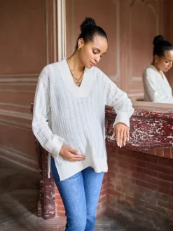 Pulls Seraphine Grossesse en laine Blend Pointelle