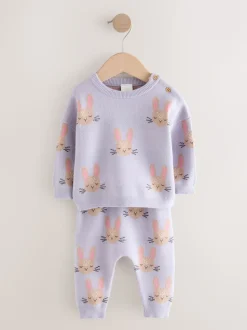 Purple Rabbit - Ensemble Pull et Leggings en maille Bébé 2 Pièces (0mois-2ans)