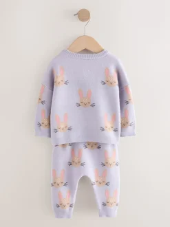 Purple Rabbit - Ensemble Pull et Leggings en maille Bébé 2 Pièces (0mois-2ans)
