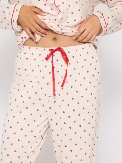 Pyjama à manches longues Loungeable traditionnel en maille brossée imprimé Cœur