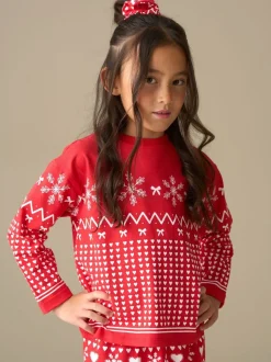 Pyjama Angel & Rocket Fern rouge à motif jacquard