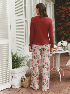 Pyjama Laura Ashley à manches longues en jersey pointelle