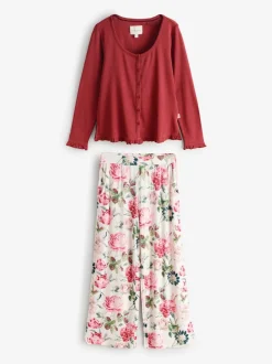 Pyjama Laura Ashley à manches longues en jersey pointelle