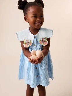 Rayé bleu - Robe d’été à col (3mois à7ans)