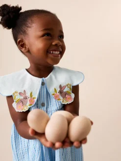 Rayé bleu - Robe d’été à col (3mois à7ans)