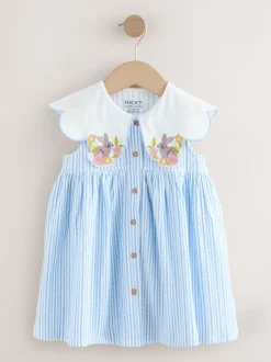 Rayé bleu - Robe d’été à col (3mois à7ans)