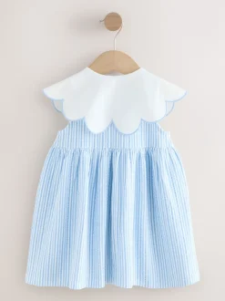 Rayé bleu - Robe d’été à col (3mois à7ans)