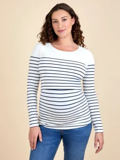rayé bleu marine et écru - Haut de grossesse et d’allaitement JoJo Maman Bébé rayé à manches longues