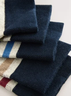 Rayé bleu/écru - Lot de 5 paires de chaussettes confortables à semelle rembourrée
