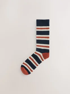 Rayé bleu/écru - Lot de 5 paires de chaussettes confortables à semelle rembourrée