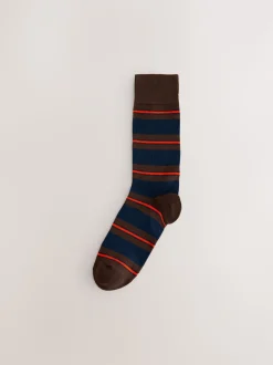 Rayé bleu/rouge/marron - Paquet de chaussettes à motifs 8