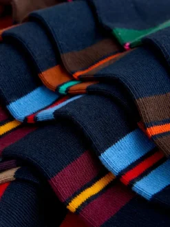 Rayé bleu/rouge/marron - Paquet de chaussettes à motifs 8