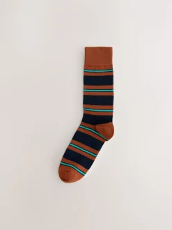 Rayé bleu/rouge/marron - Paquet de chaussettes à motifs 8