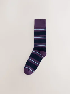 Rayé bleu/rouge/marron - Paquet de chaussettes à motifs 8