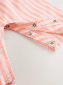 Rayé orange/blanc - Salopette tissée 100% coton bébé (0mois-3ans)