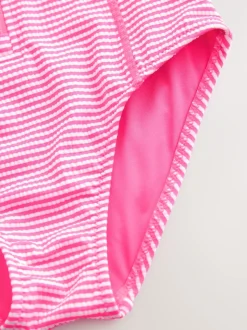 Rayé rose/blanc - Maillot de bain à Texture Manches longues (3-16ans)