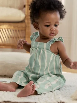 Rayé vert sauge - Barboteuse longue en jersey pour bébé (0mois3ans)