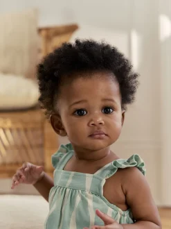 Rayé vert sauge - Barboteuse longue en jersey pour bébé (0mois3ans)