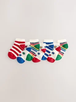 Rayure arc-en-ciel/étoile - Paquet de chaussettes de sport en coton riche 7