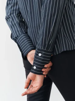 Rayure bleu marine/bordeaux - Lot de 2 chemises ajustées extensibles indispensables à manches longues