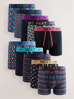 Rayures à pois pop bleu marine - Lot de 10 - Boxers avec ouverture sur le devant