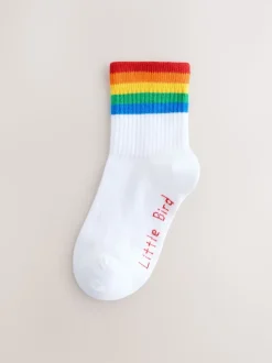 Rayures arc-en-ciel blanches brillantes - Lot de 3 paires de chaussettes Little Bird by Jools Oliver