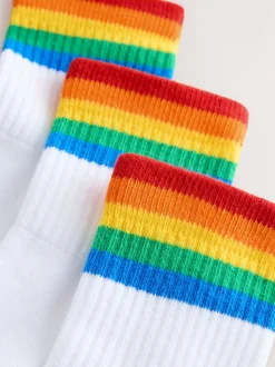 Rayures arc-en-ciel blanches brillantes - Lot de 3 paires de chaussettes Little Bird by Jools Oliver