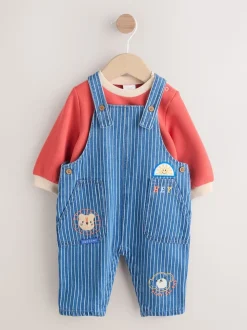 Rayures Character brillantes - Ensemble salopette et body en jean bébé (0 mois-2 ans)