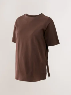 Rayures marron chocolat et verte - Lot de t-shirts d’allaitement de maternité 2