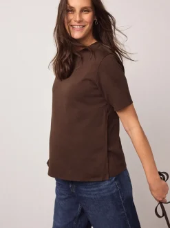 Rayures marron chocolat et verte - Lot de t-shirts d’allaitement de maternité 2