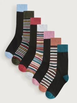 Rayures noires - Lot de 7 - Chaussettes riches en coton pour homme