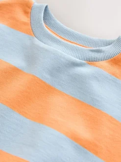 Rayures orange et bleue - Sweat imprimé All-over Col rond (3mois -7ans)