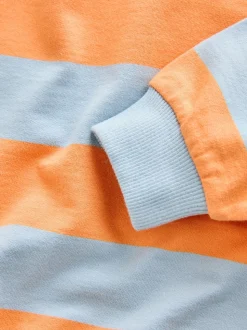 Rayures orange et bleue - Sweat imprimé All-over Col rond (3mois -7ans)