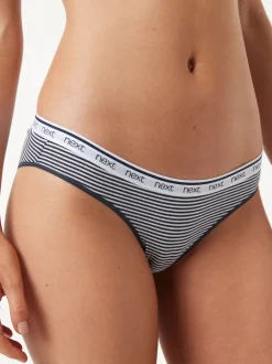 Rayures roses et bleues - Lot de 4 culottes à logo en coton