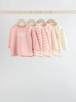 Rayure/slogan rose - Hauts bébé à manches longues Lot de 4 (0mois2ans)