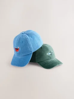 Requin/crabe - Lot de 2 casquettes délavées (3mois à10ans)