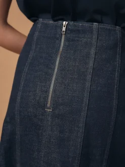 Rinçant denim - Jupe mi-longue à coutures
