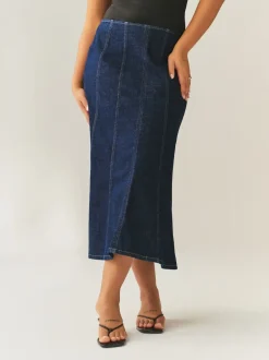 Rinçant denim - Jupe mi-longue cousue complète Hourglass