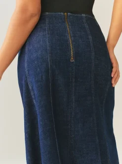 Rinçant denim - Jupe mi-longue cousue complète Hourglass